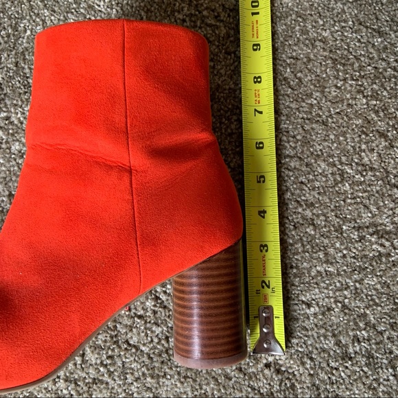 Tomato red suede heeled boots - M&S size 7 - Picture 3 of 11